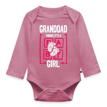 Granddad Thinks It's a Girl Gender Reveal Funny - Organic Longsleeve Baby Bodysuit - mauve - Front