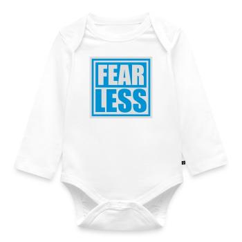 fearless Text Quote Design - Organic Longsleeve Baby Bodysuit - white - Front