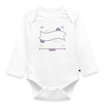celestial birthday gift space ship funny quote - Organic Longsleeve Baby Bodysuit - white - Front