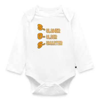 SOS = Plus lent Plus vieux Plus intelligent - Body Bébé bio manches longues - blanc - Devant