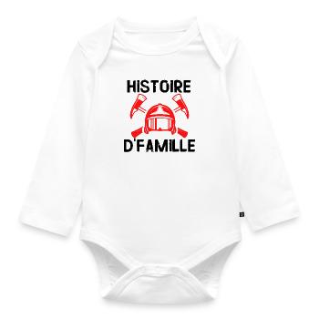 Pompier histoire de famille cadeau Pompiers - Body Bébé bio manches longues - blanc - Devant