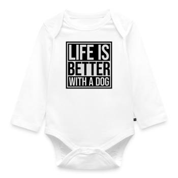 better with a dog - Organic Longsleeve Baby Bodysuit - white - Front