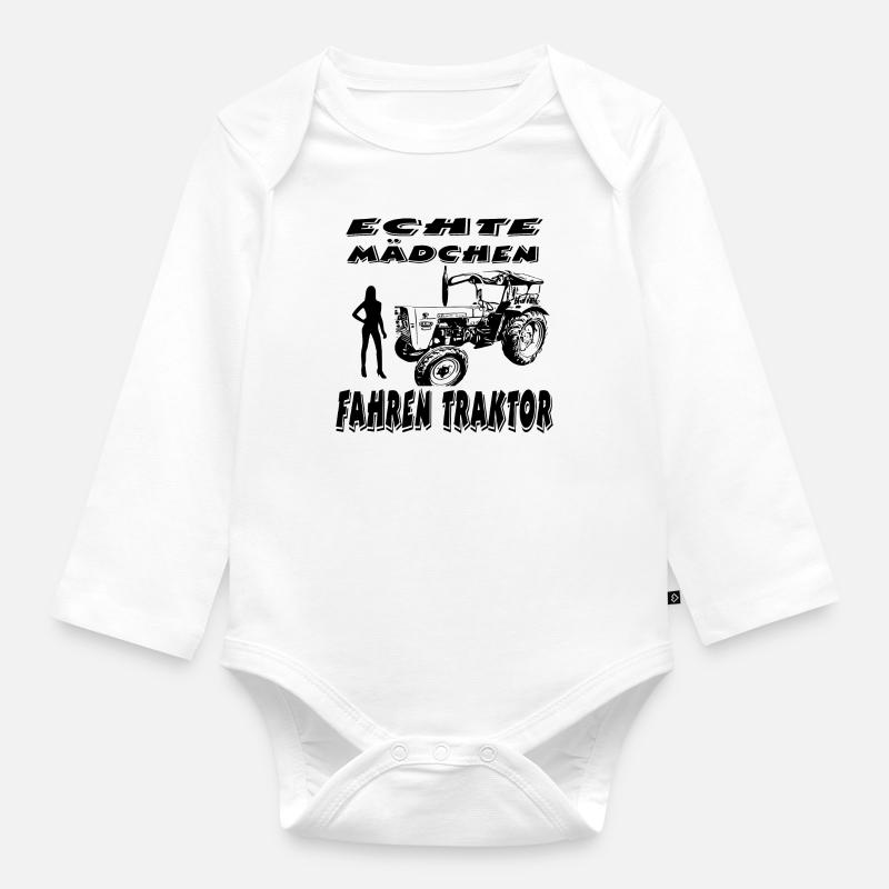 Traktor - Baby Bio-Langarm-Body - Weiß