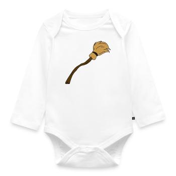 Hexenbesen - Baby Bio-Langarm-Body - Weiß - Vorne