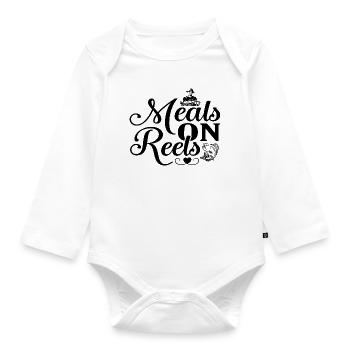Meals on Reels - Organic Longsleeve Baby Bodysuit - white - Front