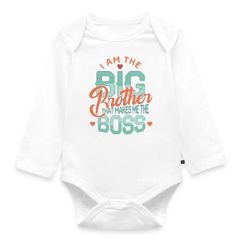 Big Brother Guys Saying Baby Pregnancy - Organic Longsleeve Baby Bodysuit - white - Front