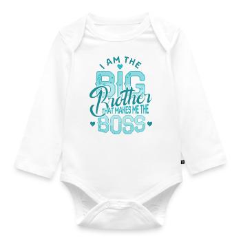 Big Brother Guys Saying Baby Pregnancy - Organic Longsleeve Baby Bodysuit - white - Front