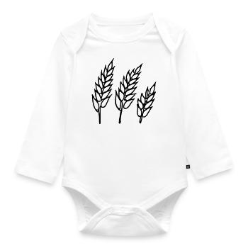 Weizen Illustration Brotbäcker Geschenkidee - Baby Bio-Langarm-Body - Weiß - Vorne