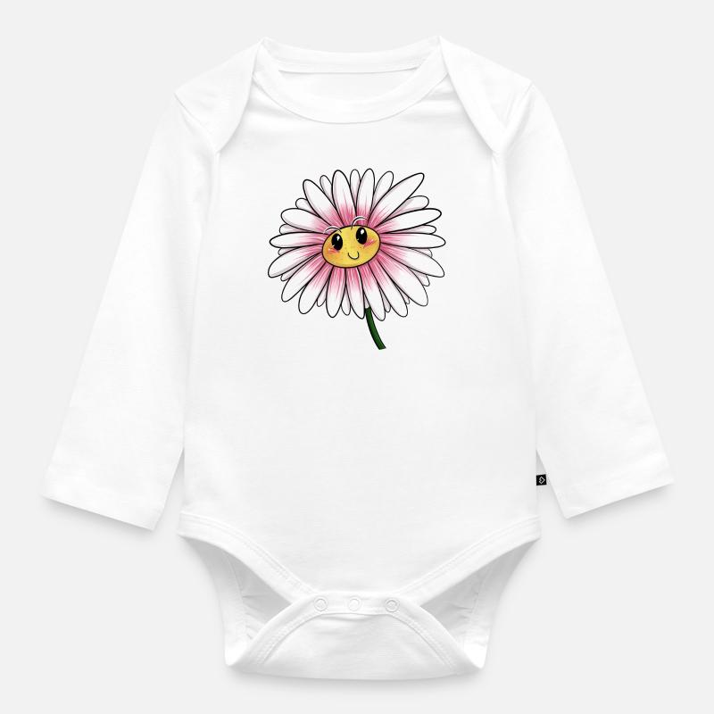 Gänseblümchen - Baby Bio-Langarm-Body - Weiß