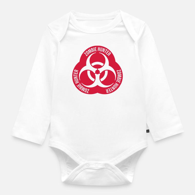 chasseur de zombies Zombies d’Halloween - Body Bébé bio manches longues - blanc