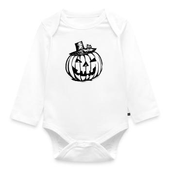 Halloween Spooky Pumpkin Lantern 4 - Organic Longsleeve Baby Bodysuit - white - Front