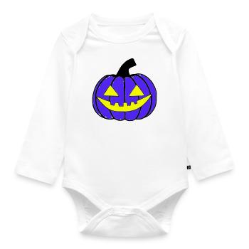 Halloween Spooky Pumpkin Lantern Vector - Organic Longsleeve Baby Bodysuit - white - Front