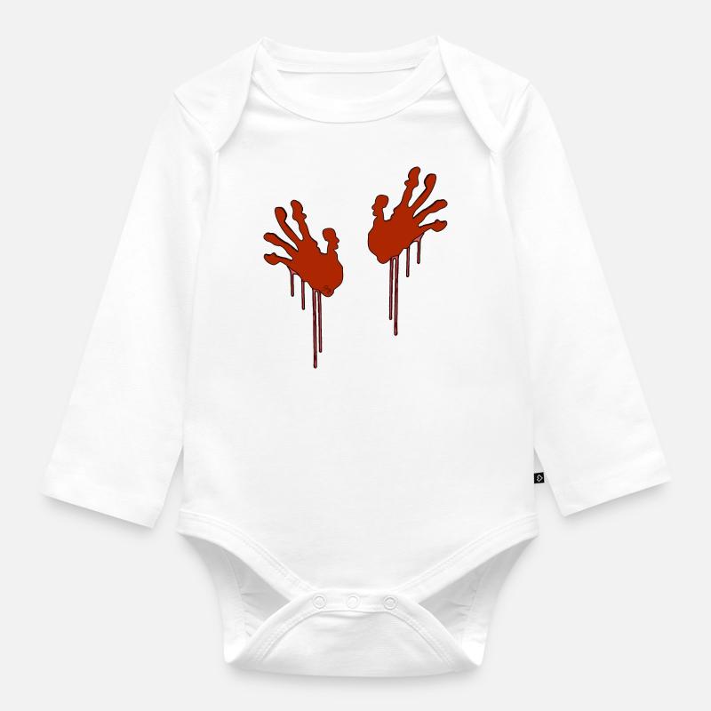blutige Hände - Baby Bio-Langarm-Body - Weiß