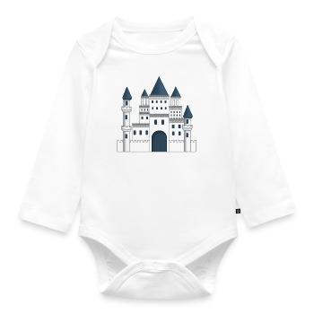 Castle of prince and princess blue and white - Organic Longsleeve Baby Bodysuit - white - Front