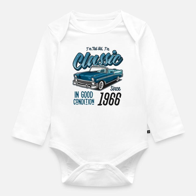 Ich bin nicht alt, ich bin ein Oldtimer Oldtimer Jahrgang 1966 - Baby Bio-Langarm-Body - Weiß