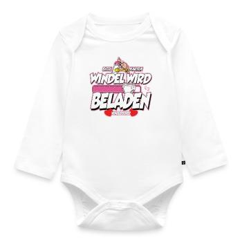 Windelpooper Windel wird beladen Mädchen Geschenk - Baby Bio-Langarm-Body - Weiß - Vorne