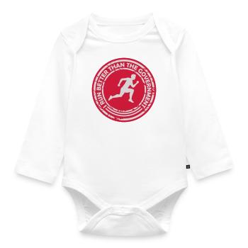 run better than government - Organic Longsleeve Baby Bodysuit - white - Front