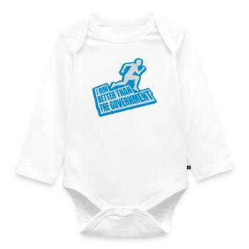 run better than government - Organic Longsleeve Baby Bodysuit - white - Front