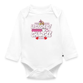 Windelpooper Windel wird beladen Mädchen Geschenk - Baby Bio-Langarm-Body - Weiß - Vorne