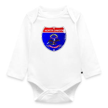 North Dakota Flag Icons As Interstate Sign - Organic Longsleeve Baby Bodysuit - white - Front
