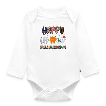 Happy Hallothanksmas - Body Bébé bio manches longues - blanc - Devant