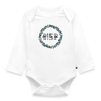 HSP - highly sensitive person forget-me-not frame - Organic Longsleeve Baby Bodysuit - white - Front