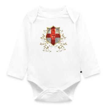 England UK London British English United Kingdom - Organic Longsleeve Baby Bodysuit - white - Front