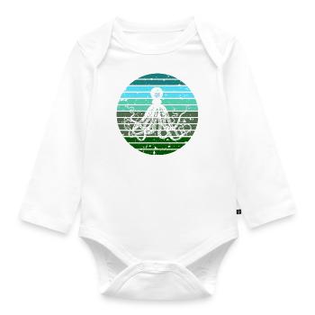Vert Bleu Octopus Retro Artwork Sunrise - Body Bébé bio manches longues - blanc - Devant