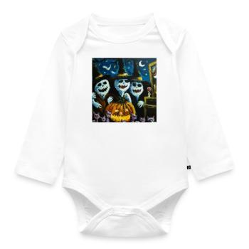The Pumpkin Ball - Organic Longsleeve Baby Bodysuit - white - Front