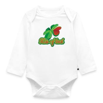 Baiser de chance - Enfant chanceux ou bonheur amoureux - Body Bébé bio manches longues - blanc - Devant
