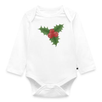 Gui de Noël aux baies rouges - Body Bébé bio manches longues - blanc - Devant