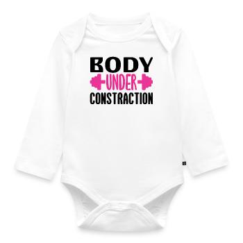Body under contraction - Organic Longsleeve Baby Bodysuit - white - Front