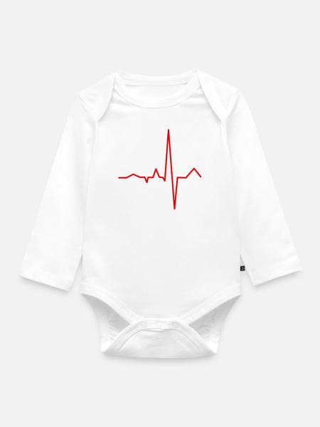 Herzschlag - Baby Bio-Langarm-Body - Weiß