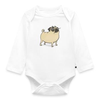 Pug funny embarrassed - Organic Longsleeve Baby Bodysuit - white - Front