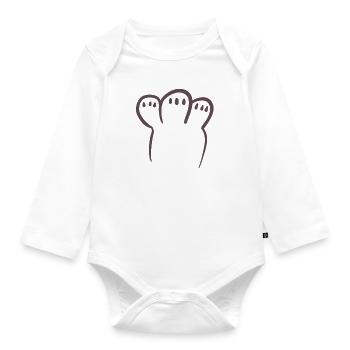Braune Pfote - Baby Bio-Langarm-Body - Weiß - Vorne