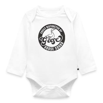 Distracted by Geese Nature Birds Cute Goose - Organic Longsleeve Baby Bodysuit - white - Front