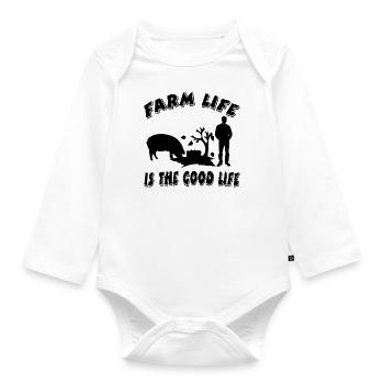 Bauernhof - Baby Bio-Langarm-Body - Weiß - Vorne