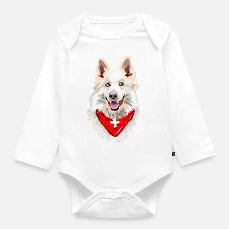 Schweizer Weißer Schäferhund - Baby Bio-Langarm-Body - Weiß