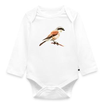Heimische Gartenvögel Neuntöter - Baby Bio-Langarm-Body - Weiß - Vorne