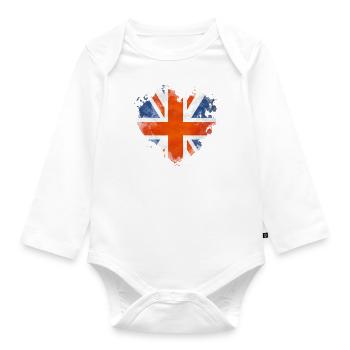 England UK London British English United Kingdom - Organic Longsleeve Baby Bodysuit - white - Front