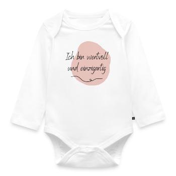 Ich bin wertvoll und einzigartig - Baby Bio-Langarm-Body - Weiß - Vorne