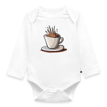Coffee Illustration Gift Idea for Coffee Drinkers - Organic Longsleeve Baby Bodysuit - white - Front