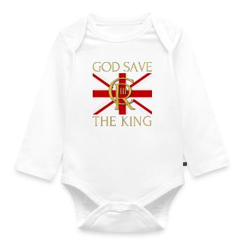 British King Coronation Charles England Flag - Organic Longsleeve Baby Bodysuit - white - Front