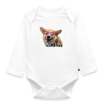 Britischer König Krönung Charles England Flagge - Baby Bio-Langarm-Body - Weiß - Vorne
