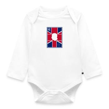 Britischer König Krönung Charles England Flagge - Baby Bio-Langarm-Body - Weiß - Vorne
