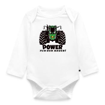 Power für den Bauer! Traktor Landwirtschaft Agrar - Baby Bio-Langarm-Body - Weiß - Vorne