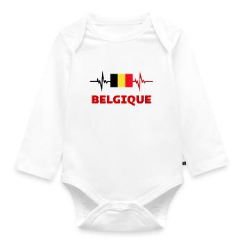 belgien Fußball 2022 belgien Herzschlag belgien - Baby Bio-Langarm-Body - Weiß - Vorne