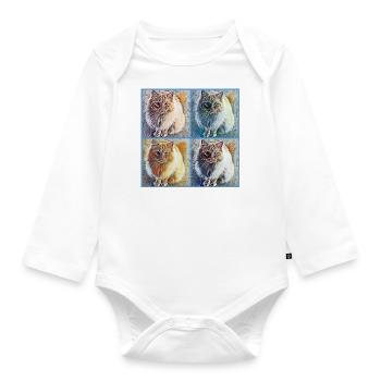 Pop Art Katzen Collage - Baby Bio-Langarm-Body - Weiß - Vorne