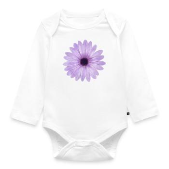 Pink Purple Flower - Baby Bio-Langarm-Body - Weiß - Vorne