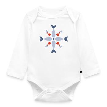 Nordic motif - Organic Longsleeve Baby Bodysuit - white - Front